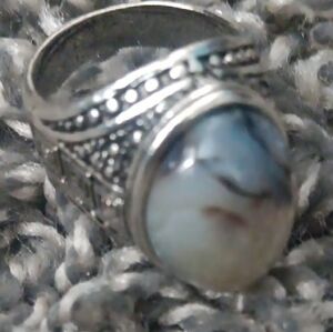 Elegant Silver and Blue Stone Ring